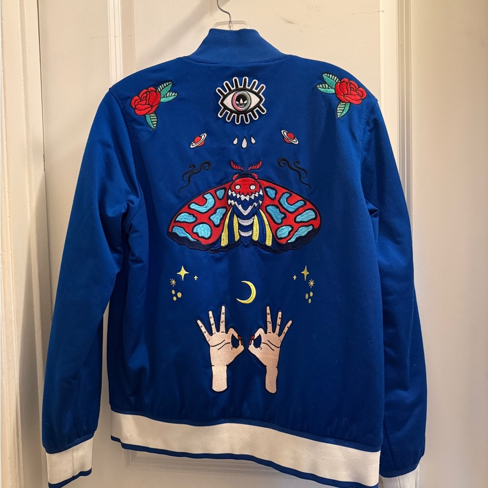 Adidas Embellished Arts Embroidered Bomber Jacket SUPER RARE Small - Picture 5 of 6